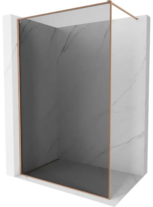 Mexen Kioto-F, sprchová zástena s rámom 70 x 202 cm, 8 mm šedé sklo, profil medená matná, 800-070-104-65-40