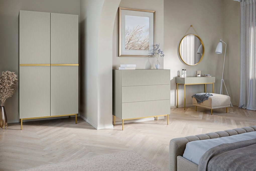 Komoda Nicole 100 cm - kašmírová / zlatá