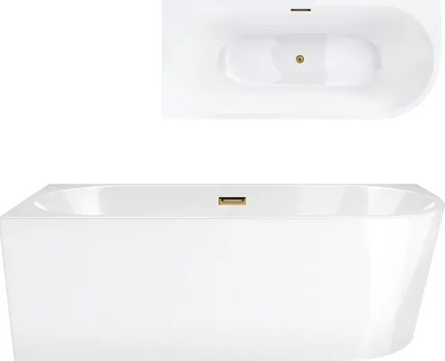 Rohová vaňa Corsan Intero 150 cm, ľavostranná montáž, korok, zlato