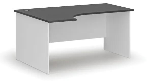 Kancelársky rohový pracovný stôl PRIMO WHITE, 1600 x 1200 mm, ľavý, biela/grafit