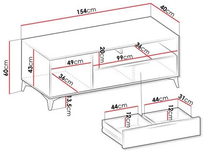 TV skrinka/stolík Semprum 1D1SZ (piesková béžová). Vlastná spoľahlivá doprava až k Vám domov. 1122990