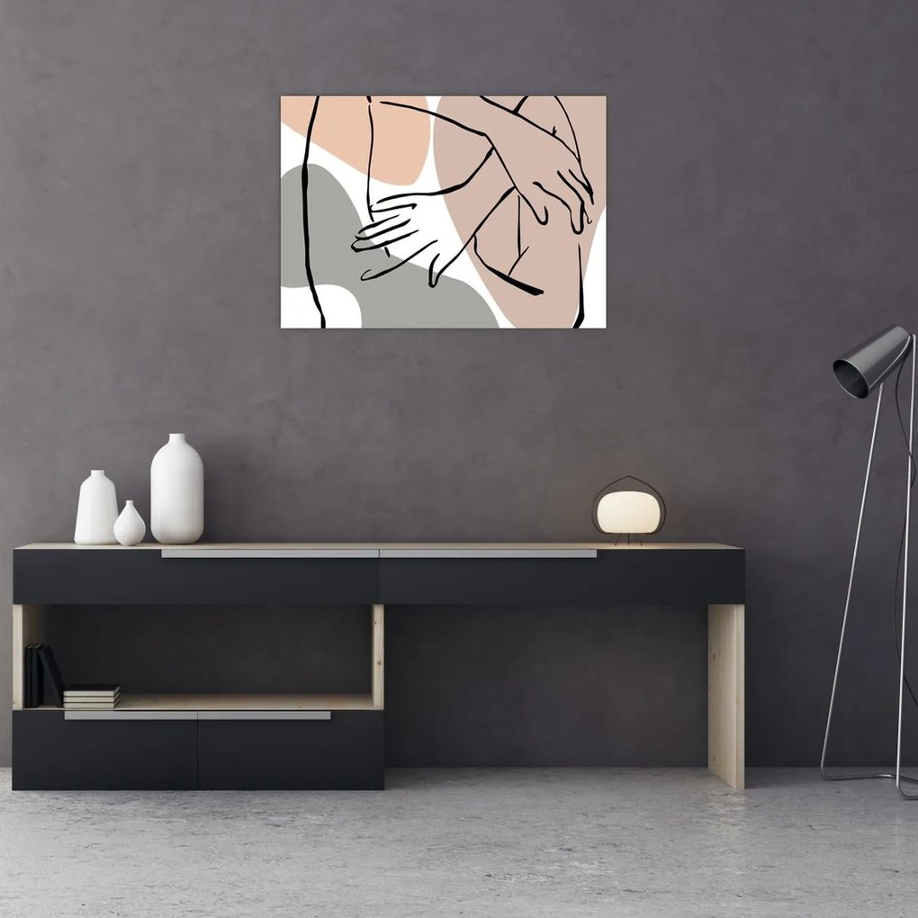 Sklenený obraz - Woman body line art N⁰2 (70x50 cm)