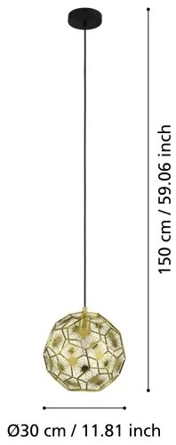 Eglo 39754 - Luster na lanku SKOURA 1xE27/60W/230V priemer 30 cm