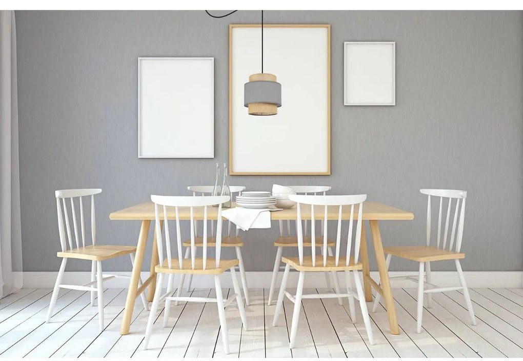 Závesné svietidlo Boho Spider, 1x jutové/sivé textilné tienidlo
