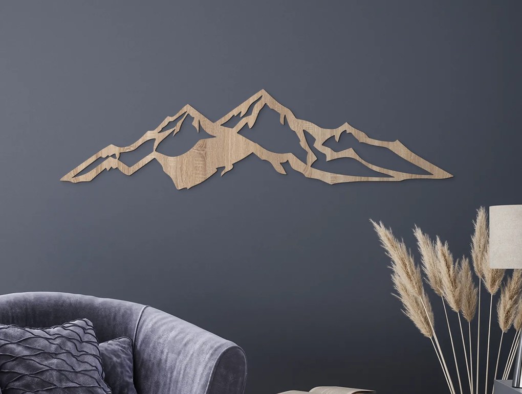 drevko Vyrezávaný obraz minimalistické Vrchy Rozmer obrazu: 16,5 x 65 cm, Farba dekorácie: Čierna
