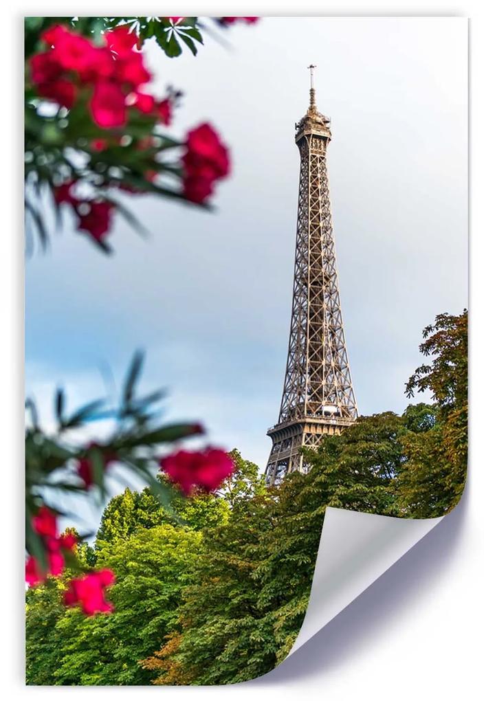 Gario Plagát Eiffelova veža a kvetina Farba rámu: Bez rámu, Rozmery: 20 x 30 cm