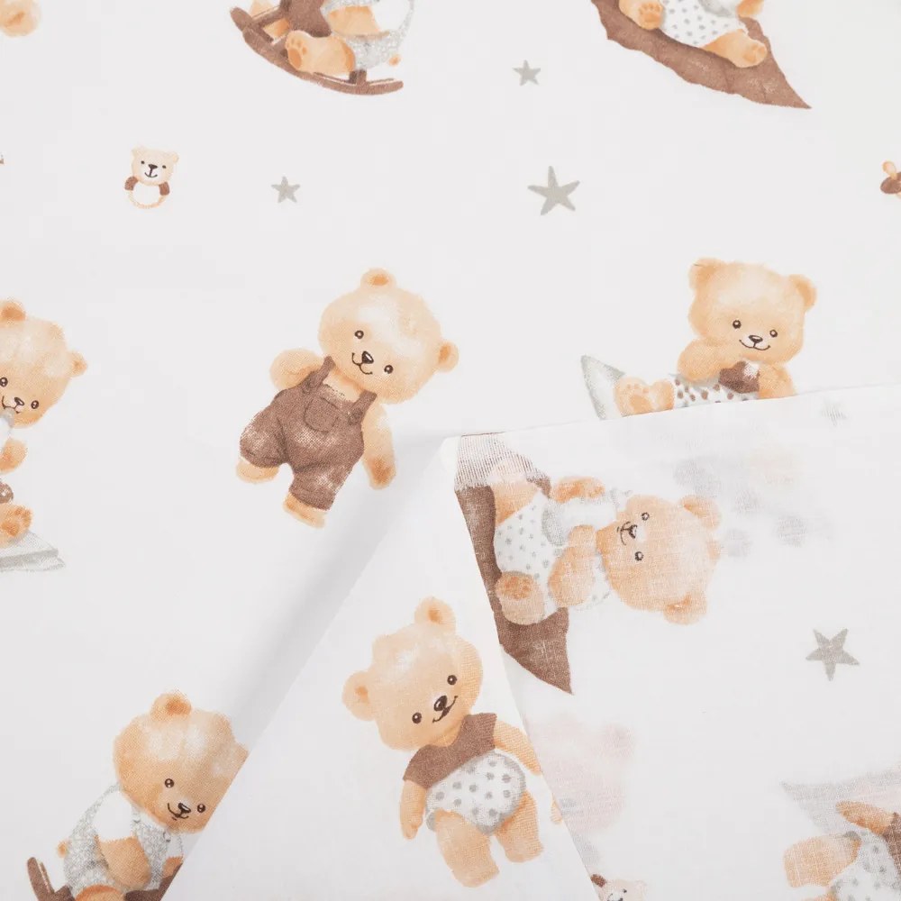 Biante Detský bavlnený záves Sandra SA-732 Medvedie bábätká na bielom 150x170 cm