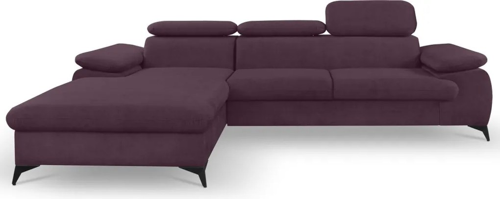 Rohová sedacia súprava Scala, hroznová ružovo-fialová látka, ľavý roh