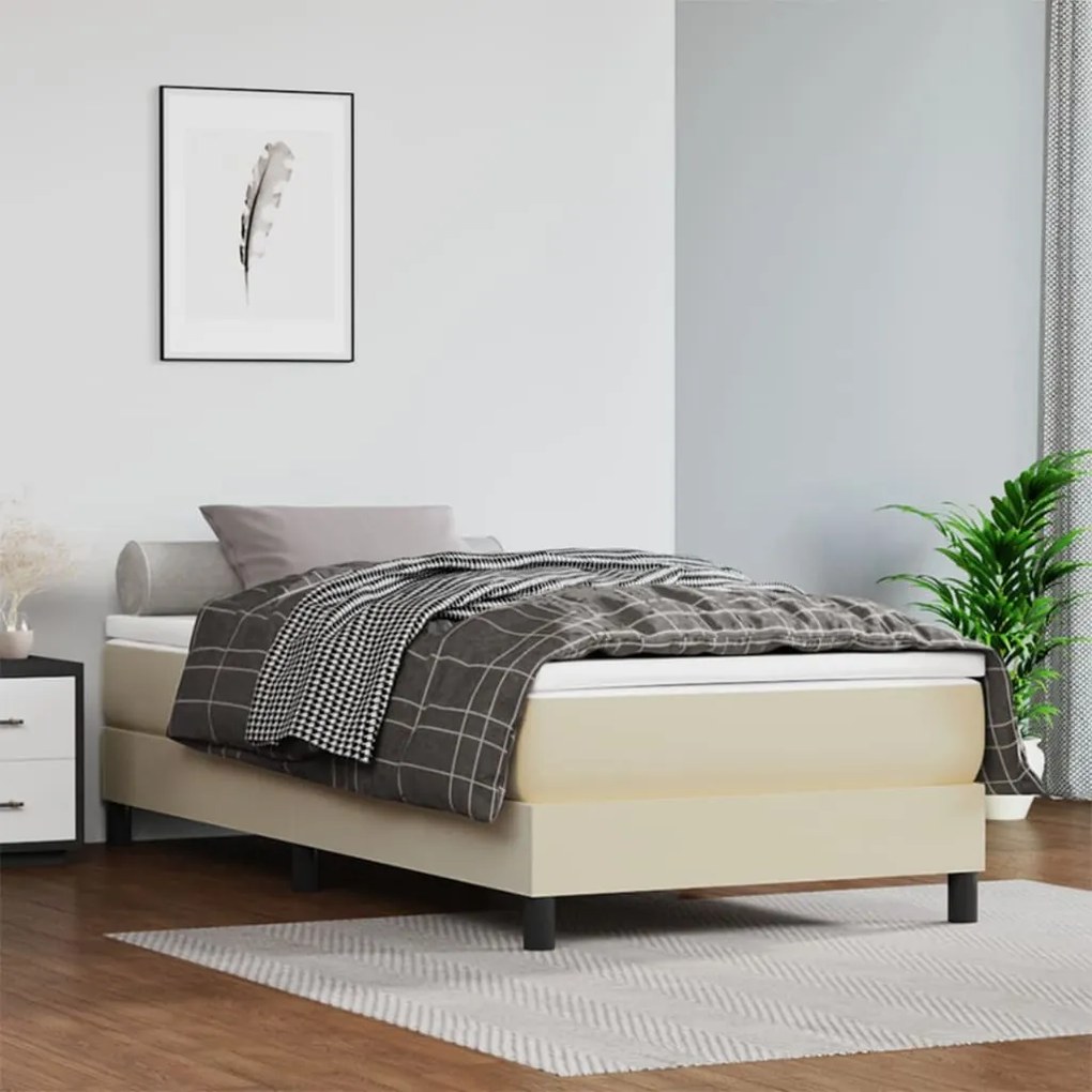 Boxspring posteľ s matracom krémová 80x200 cm umelá koža 3144227