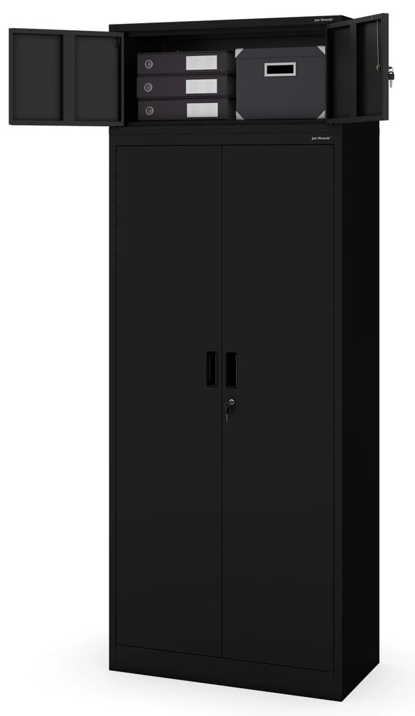 Kovová kancelárska skriňa so 4 policami, čierna, 1750x800x400 mm: JAN Compact