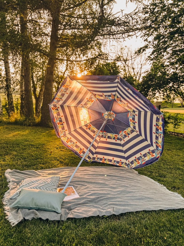 Bielo-modrý slnečník LUMINA 180 cm