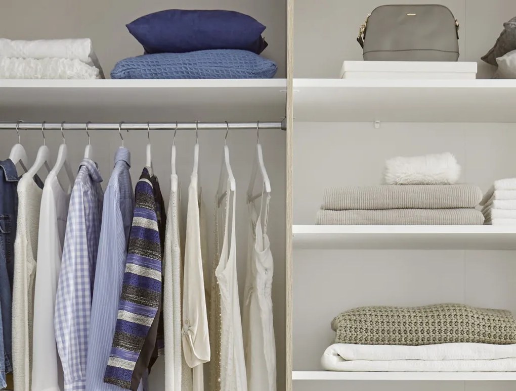 Šatníková skriňa so zrkadlom Cano, 228 cm, dub san remo/biela