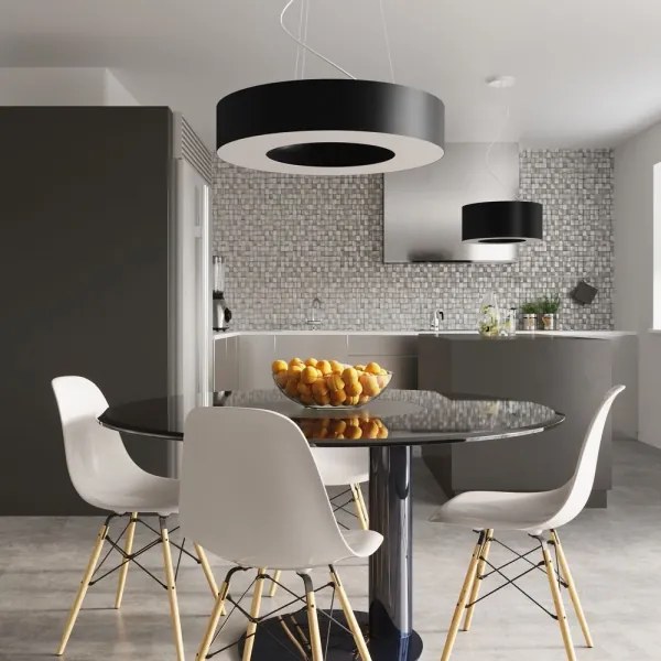 Sollux SL.0798 - Luster na lanku SATURNO SLIM 8xE27/60W/230V pr. 90 cm čierna