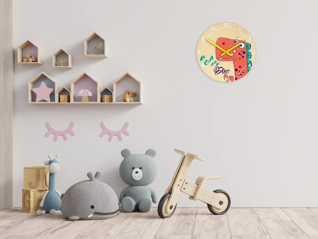 Dětské nástěnné hodiny Ami Dinosaurus 30 cm vícebarevné