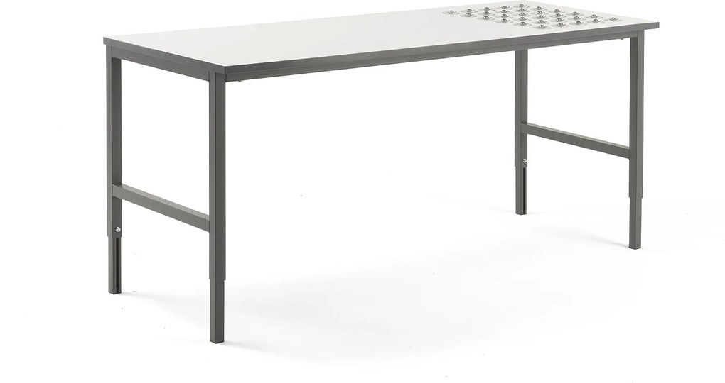 Dielenský stôl Cargo s valčekmi, 2000x750 mm, biela / šedá