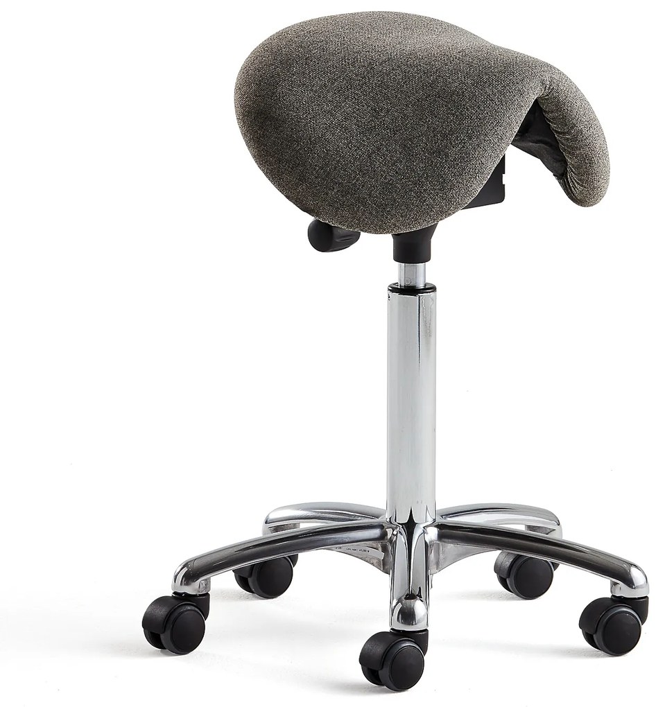 Sedlová kancelárska stolička DERBY, šedo-béžová tkanina