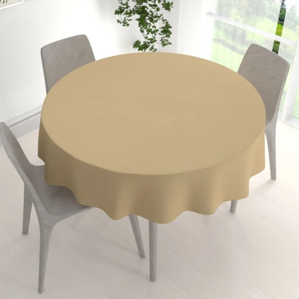 Biante Dekoračný okrúhly obrus BKU-107 Pieskovo béžový Ø 140 cm