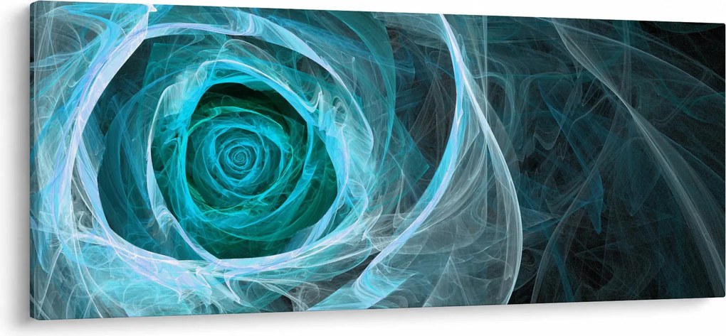 Obraz - Abstraktné ruže modrá s čiernym pozadím (120x50 cm)