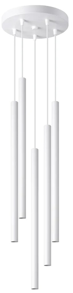 Závesné svietidlo Pastelo, 5x biele kovové tienidlo, o