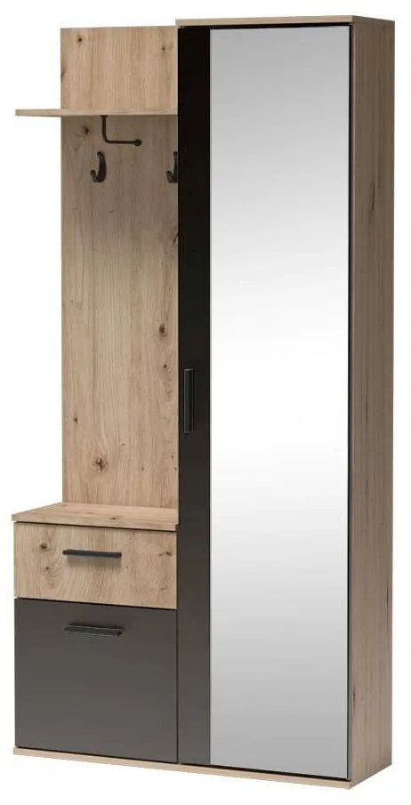 Predsieň Luxor (dub artisan + čierna). Akcia -22%. Vlastná spoľahlivá doprava až k Vám domov. 1055381