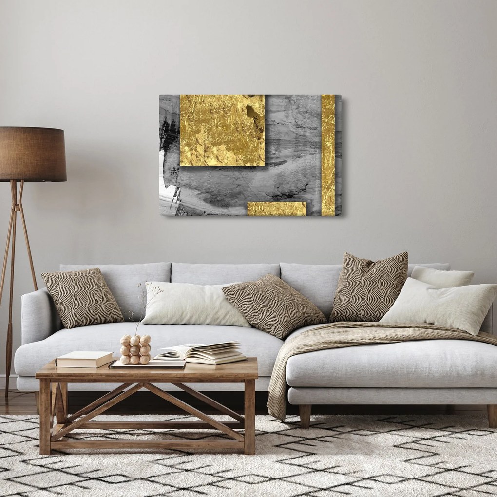 Obraz - Zlaté štvorce N⁰2 (90x60 cm)