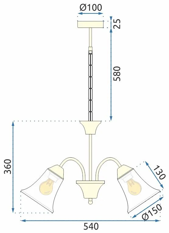 Toolight - závesná lampa Vintage 5xE27 60W APP959-5CP, zlatá, OSW-04036