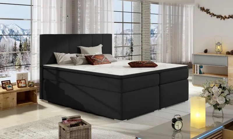 Posteľ Boxspring Boleria 200x180, béžová (koženka - bb 07)