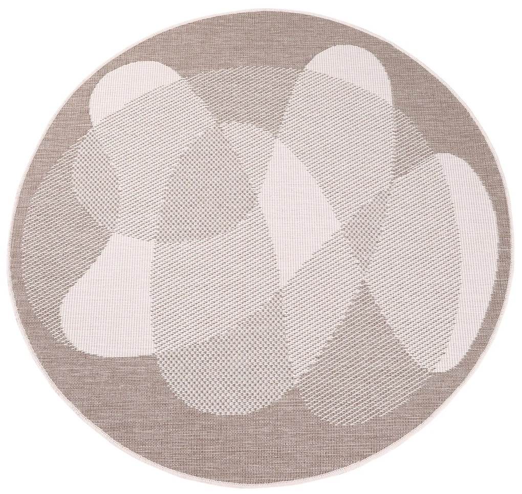 Dekorstudio Obojstranný okrúhly koberec na terasu DuoRug 5835 - béžový Priemer koberca: 120cm