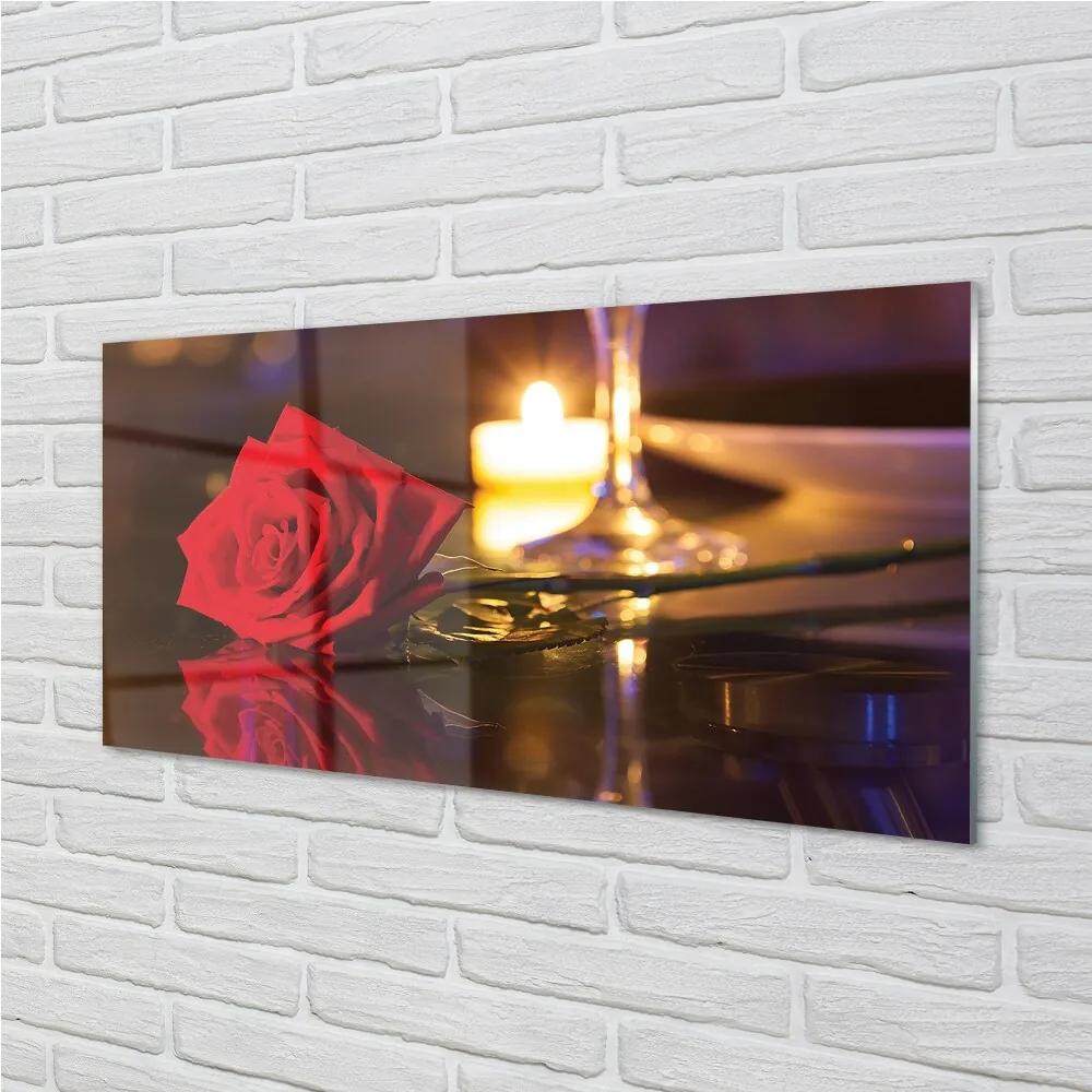 Obraz na skle Rose sviečka sklo 125x50 cm
