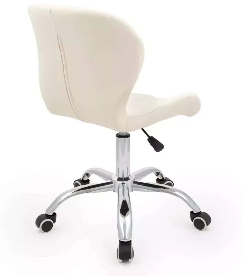 LuxuryForm DESIGN Stolička LIVIO na striebornej podstave s kolieskami - krémová