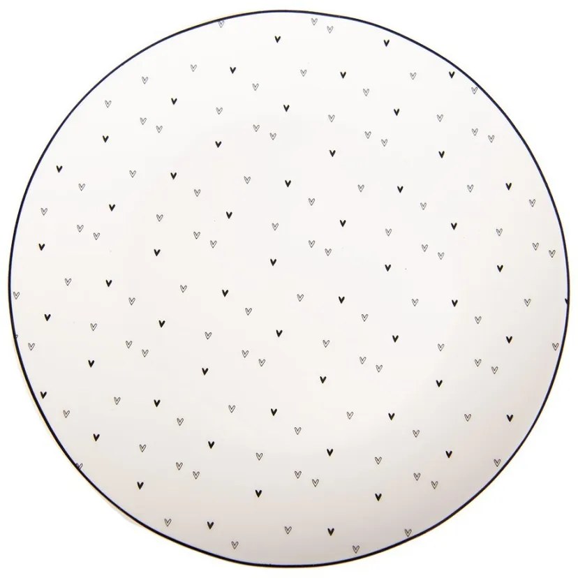 Biely dezertný tanierik so srdiečkami Lovely Day - Ø 20*2 cm