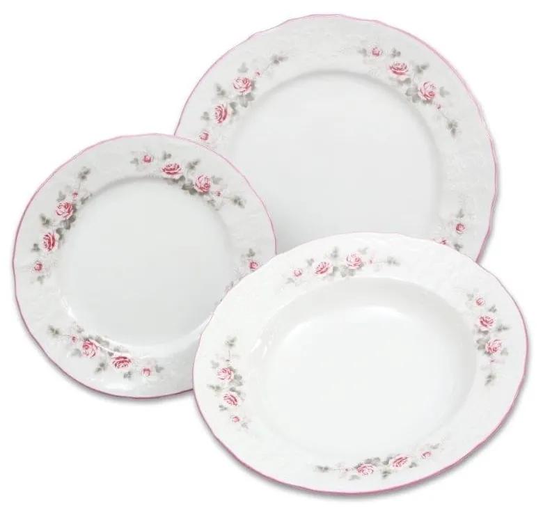 Súprava 18 porcelánových tanierov s ružičkami Thun Bernadotte