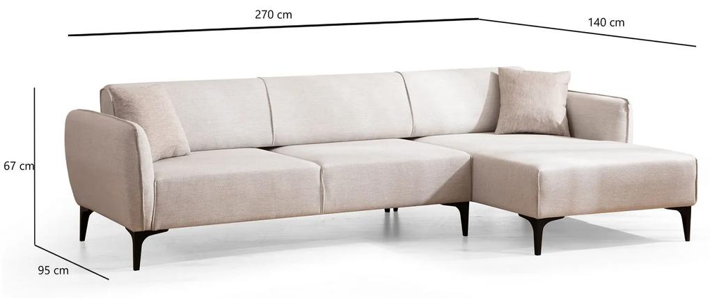 Dizajnová rohová sedačka Beasley 270 cm sivo-biela - pravá