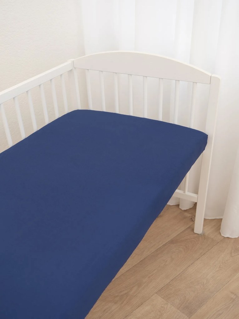 Jersey plachta do postieľky Classic 70 x 140 cm – tmavo modrá