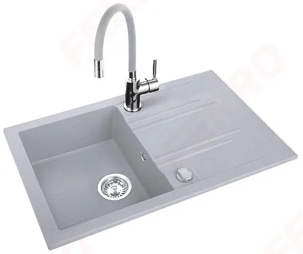 Ferro Drezy - sada granitový drez + flexi batéria Ferro Zumba BZA4B, 1-komorový 780x480 mm, šedá, DRGM48/78GA-SET1-PL