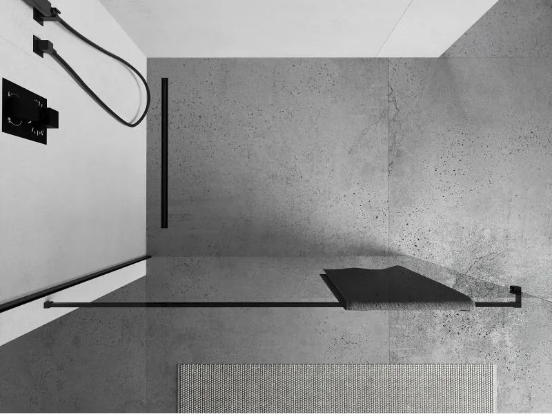 Mexen Kioto, vešiak na uteráky pre sprchovú zástenu, max. 140 cm, čierna matná, 800-06-70