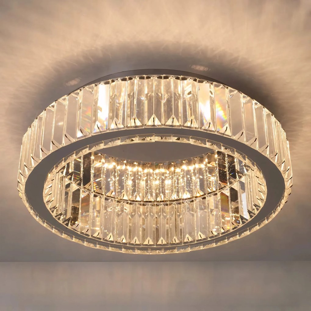 Toolight Toolight, krištáľové stropné svietidlo 50cm, 30W, 4000K, 1401lm, APP1744-C, chrómová, OSW-09308