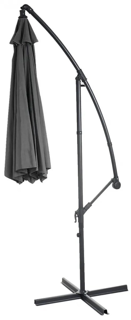 Slnečník Acerra Ø 3m so stojanom- polyester/oceľ - sivá