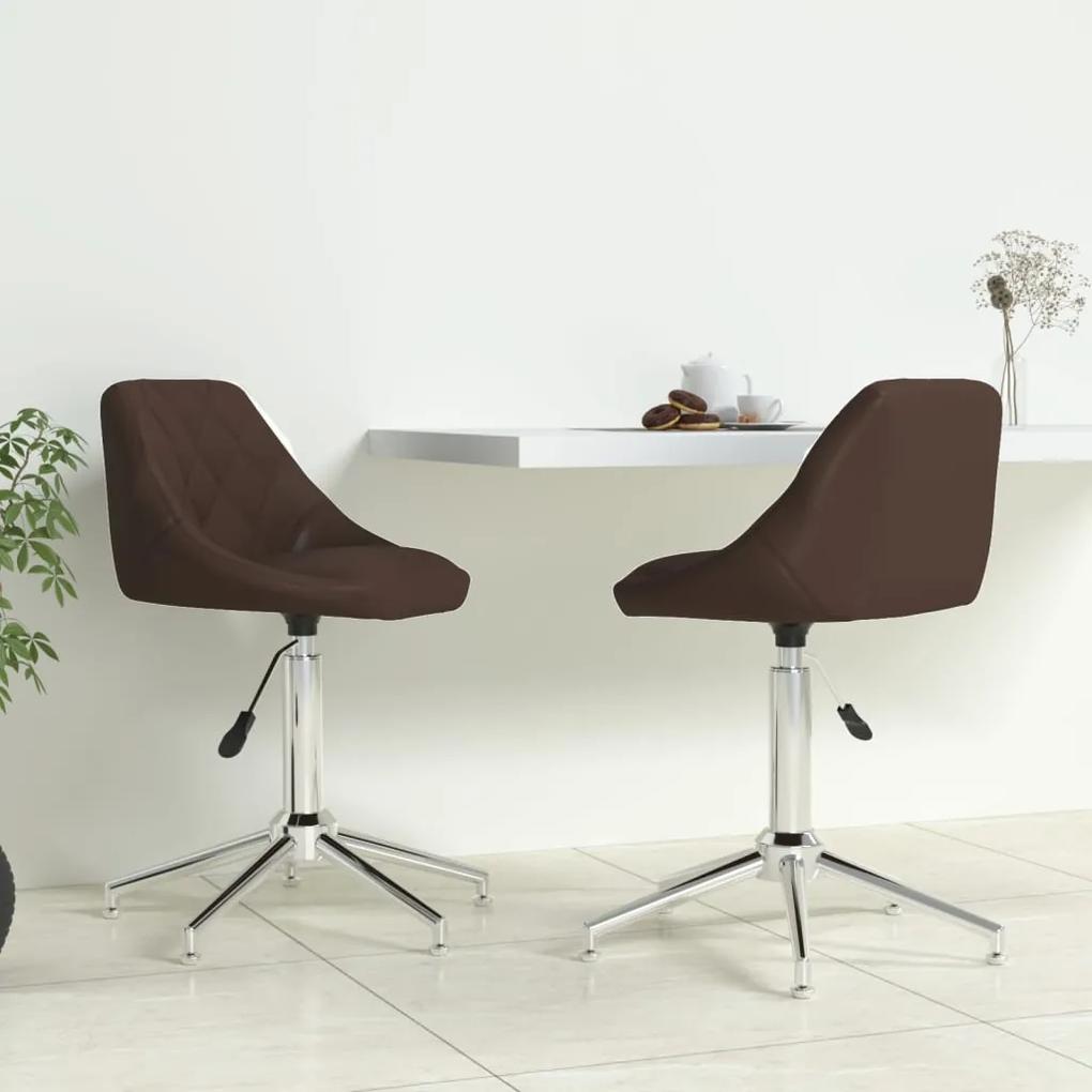 Otočné jedálenské stoličky 2 ks hnedé umelá koža