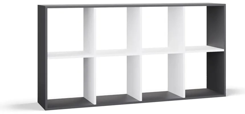 Regál Malax 2x4 147 cm antracit/biely