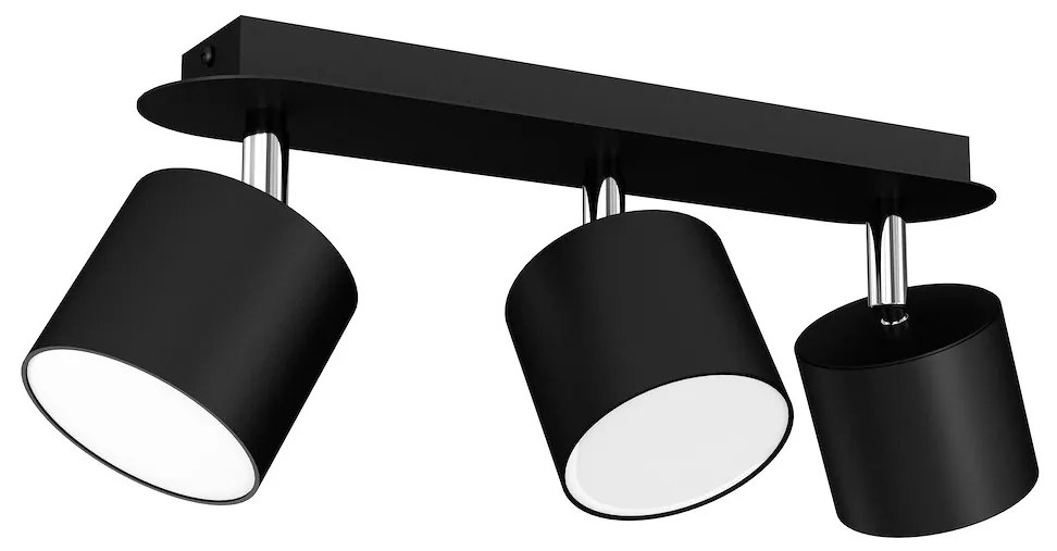 Bodové svietidlo Dixie, 3x čierne kovové tienidlo, b/ch
