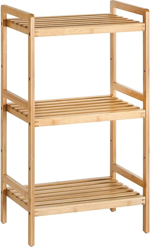 Bambusový regál s 3 úrovňami, prírodná farba