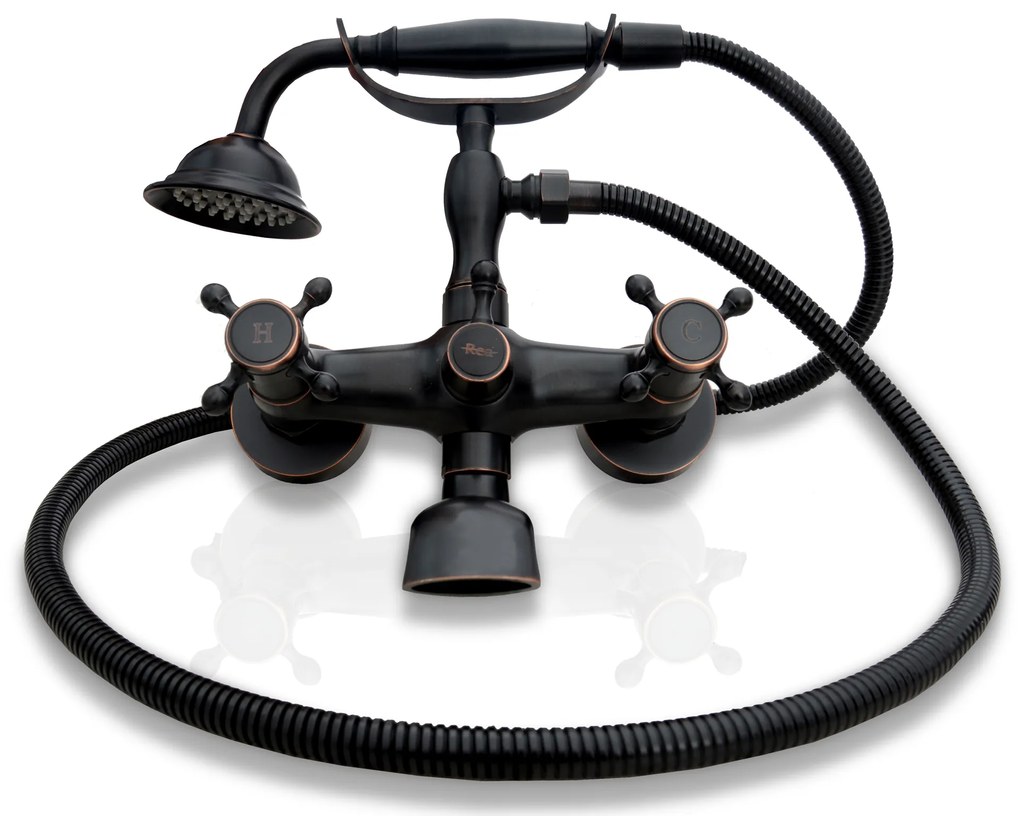 Vaňová batéria MAXMAX Rea RETRO so sprchou - čierna s patinou