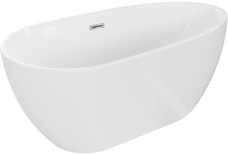 Mexen Eos, voľne stojaca vaňa 170 x 75 cm, biela, chrómový prepad, 52471707500-01