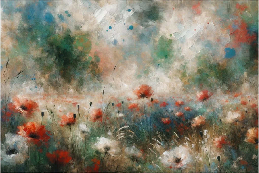 Obraz – Abstrakcia poľa s makmi (90x60 cm)