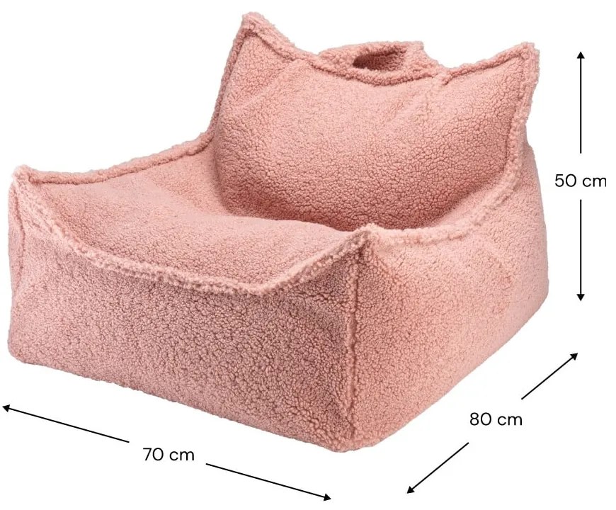 Ružový detský sedací vak z textílie buklé Chair – Wigiwama