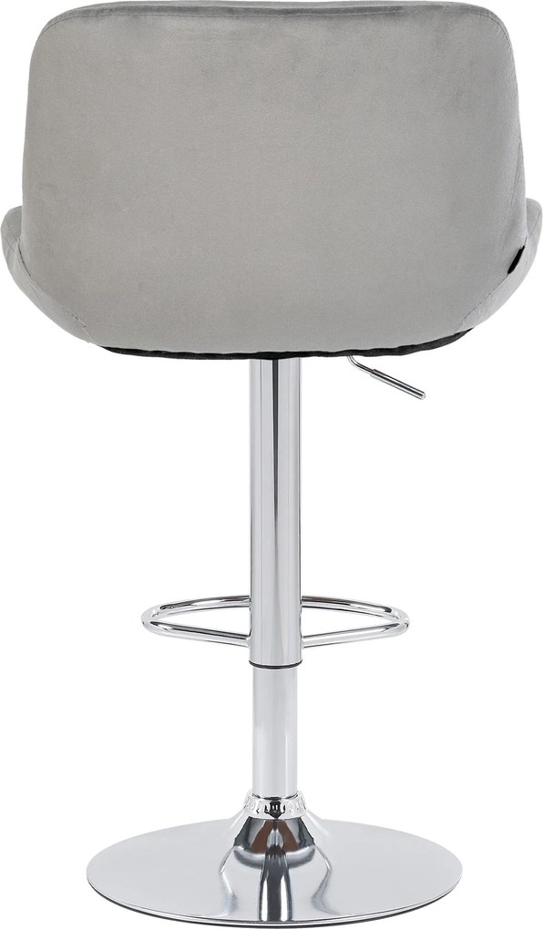 Barová stolička Solon - zamat, chróm rám - šedá