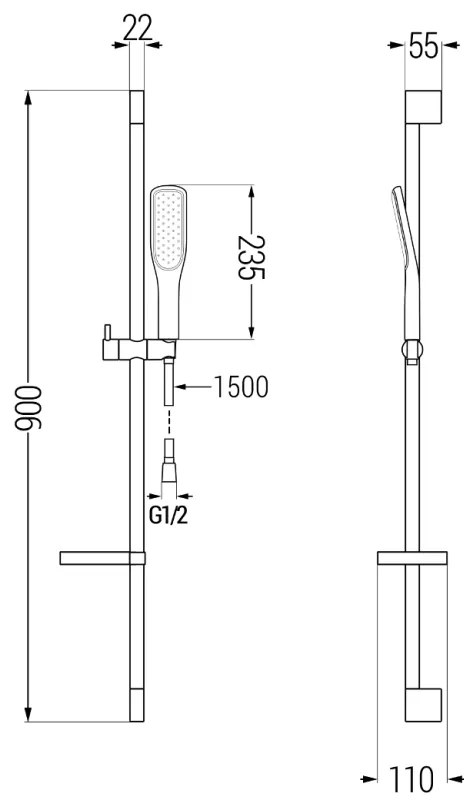 Mexen sprchový set DS49, čierna/zlatá, 785494583-57