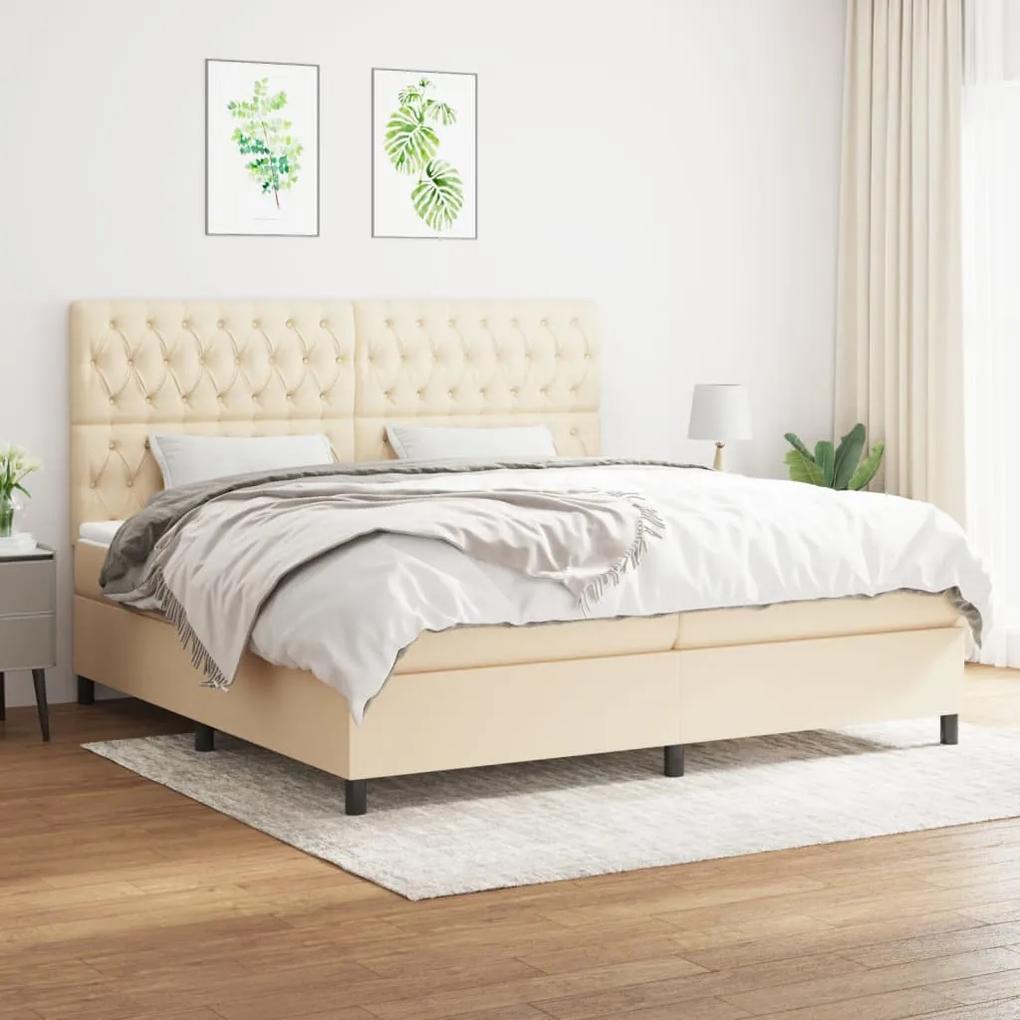 Boxspring posteľ s matracom krémová 200x200 cm látka 3142046