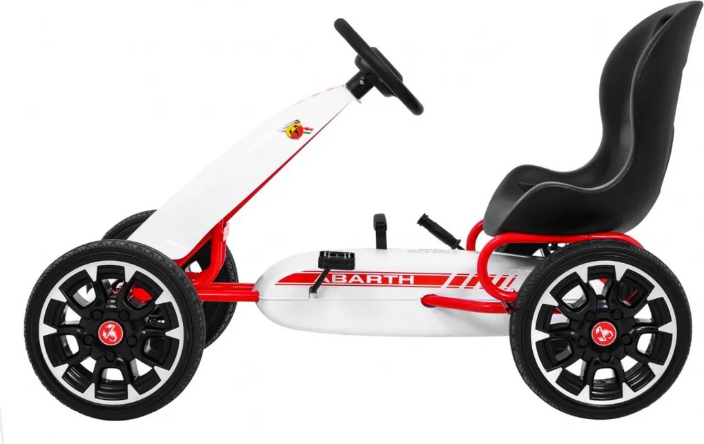 Ramiz ABARTH pedálová motokára pre deti Biela + EVA kolesá + Ručná brzda + Voľnobeh